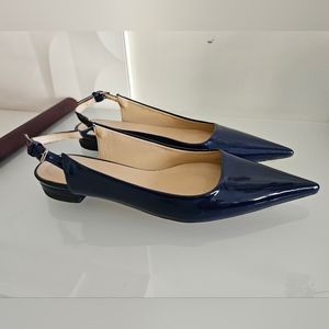 Zara Faux Patent Leather Flat Sandals US 6.5